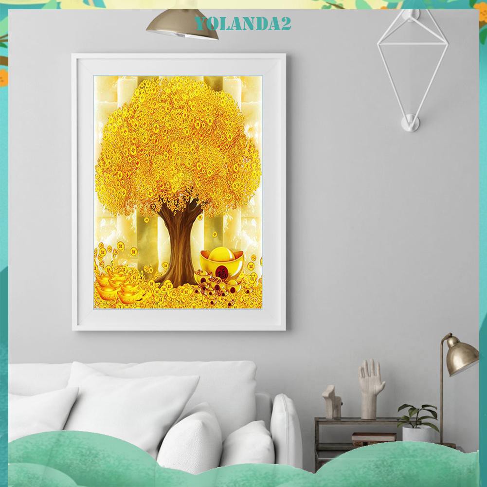 Bộ Tranh Đính Đá 5d Tự Làm Hình Cây Tiền Độc Đáo