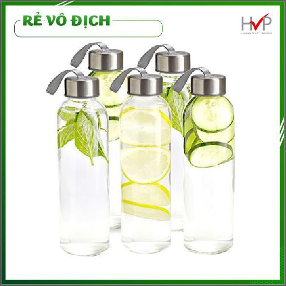 [Gía hủy diệt[] - Bình thủy tinh - Bình đựng nước thủy tinh có dây xách _dung tích 350ml