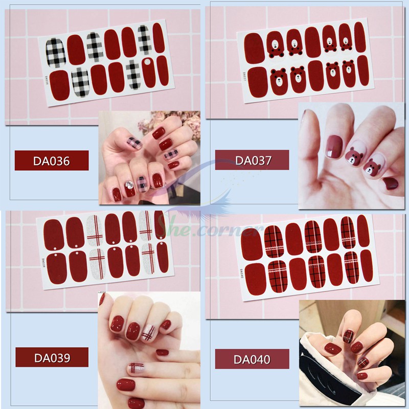 Bộ nail sticker dán móng tay trang trí 3D xinh xắn DA021-DA040 chống thấm nước