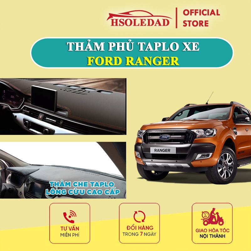 Thảm taplo FORD RANGER bằng lông Cừu 3 lớp hoặc Da Cacbon