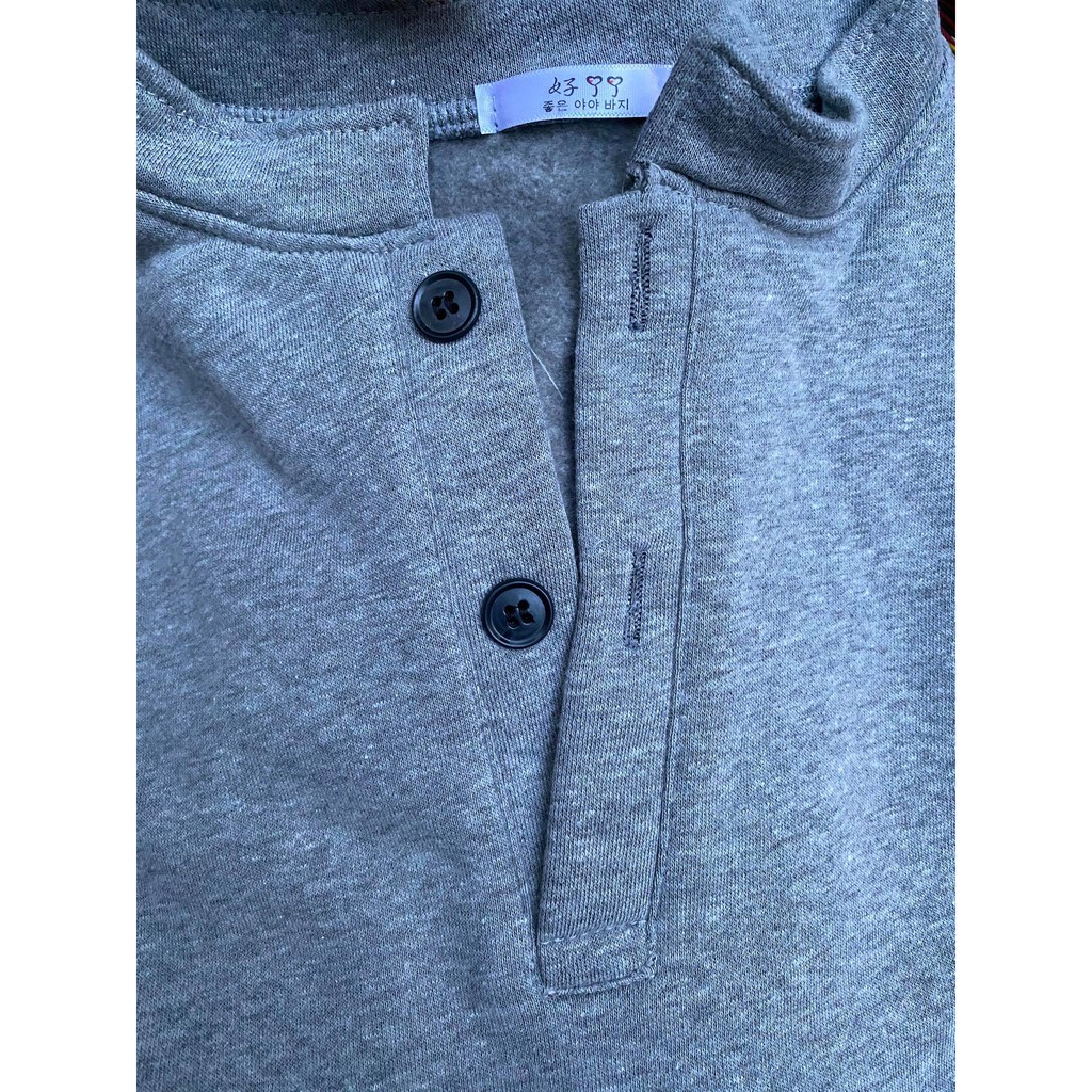Áo Nỉ Bông Cổ Tàu Sweater Unisex 🦋 Áo Thun Nữ Tay Bồng Dáng Rộng Cúc Cài 2 Màu 🦋