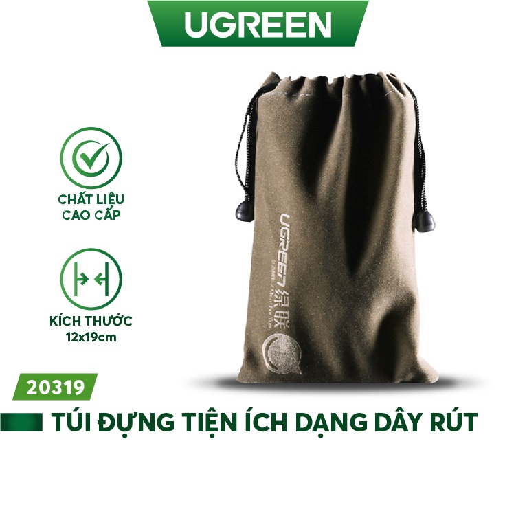 Túi đựng phụ kiện điện thoại, cáp sạc v.v có dây rút, kích thước 12x19cm Ugreen 20319