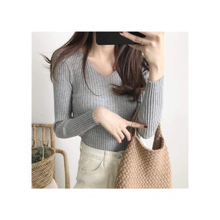 Áo len đũa cổ tim
