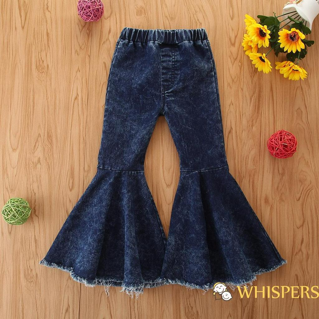 Quần Jeans Dài Ống Loe Thời Trang Cho Bé Gái 2-7 Tuổi