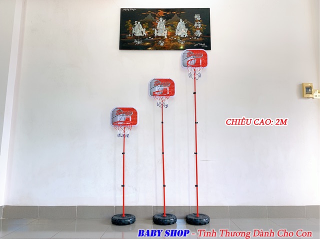 Trụ Chơi Bóng Rổ Thân Sắt CHIỀU CAO 2 MÉT (Full Phụ Kiện)