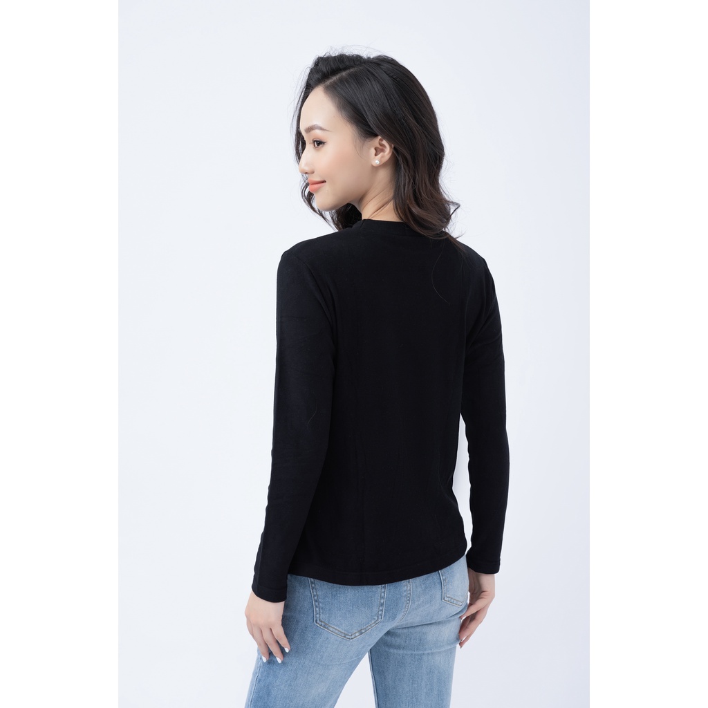 Áo giữ nhiệt nữ freesize Fiona, Ao mặc trong hạt cườm dán trang trí ngực dài tay mã C521509