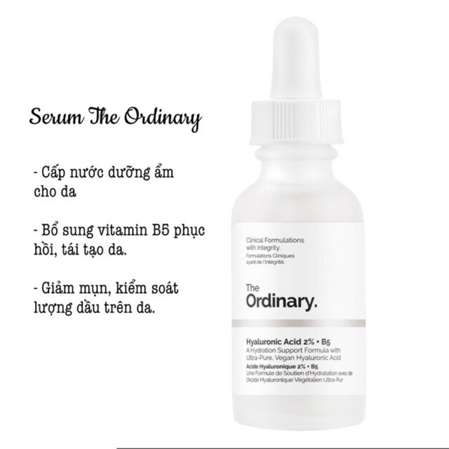 Tinh chất cấp nước và phục hồi da The Ordinary Hyaluronic acid 2% + B5