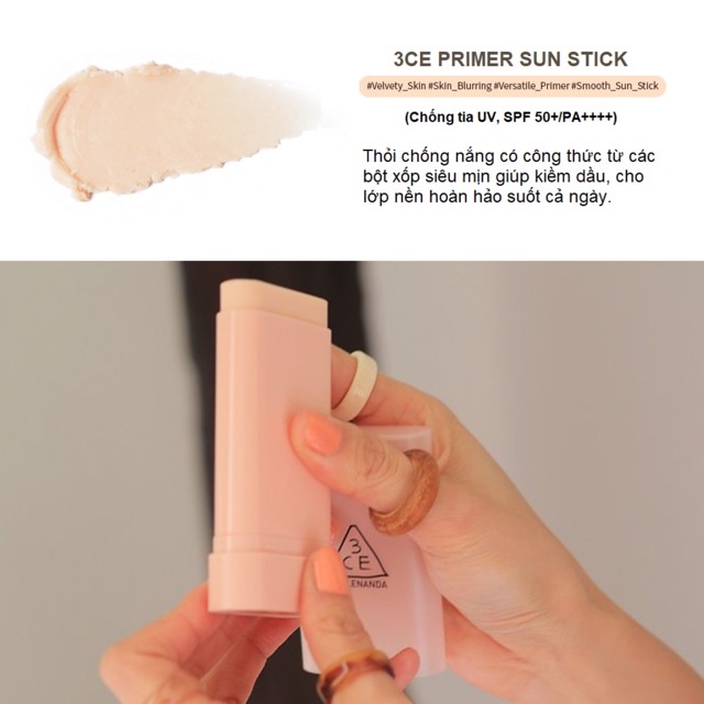 Kem Chống Nắng 3CE Primer Sun Stick - Dạng Lăn Date 6/2024