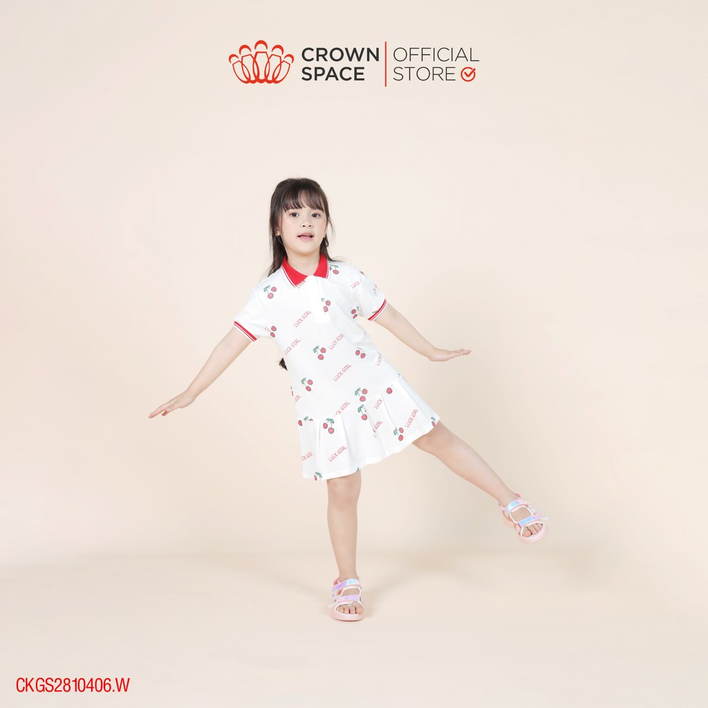 Váy đầm trắng Cherry cho bé gái chính hãng Crown Space CKGS2810406.W