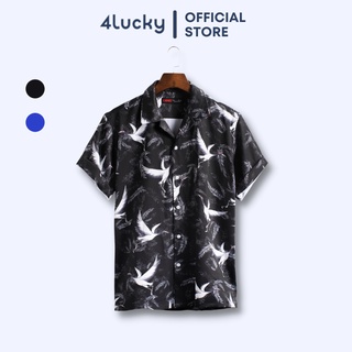Áo sơ mi nam tay ngắn form rộng họa tiết 4lucky - 8067 - chất sơ mi lụa không nhăn, co giãn tốt. thấm hút mồ hôi tốt