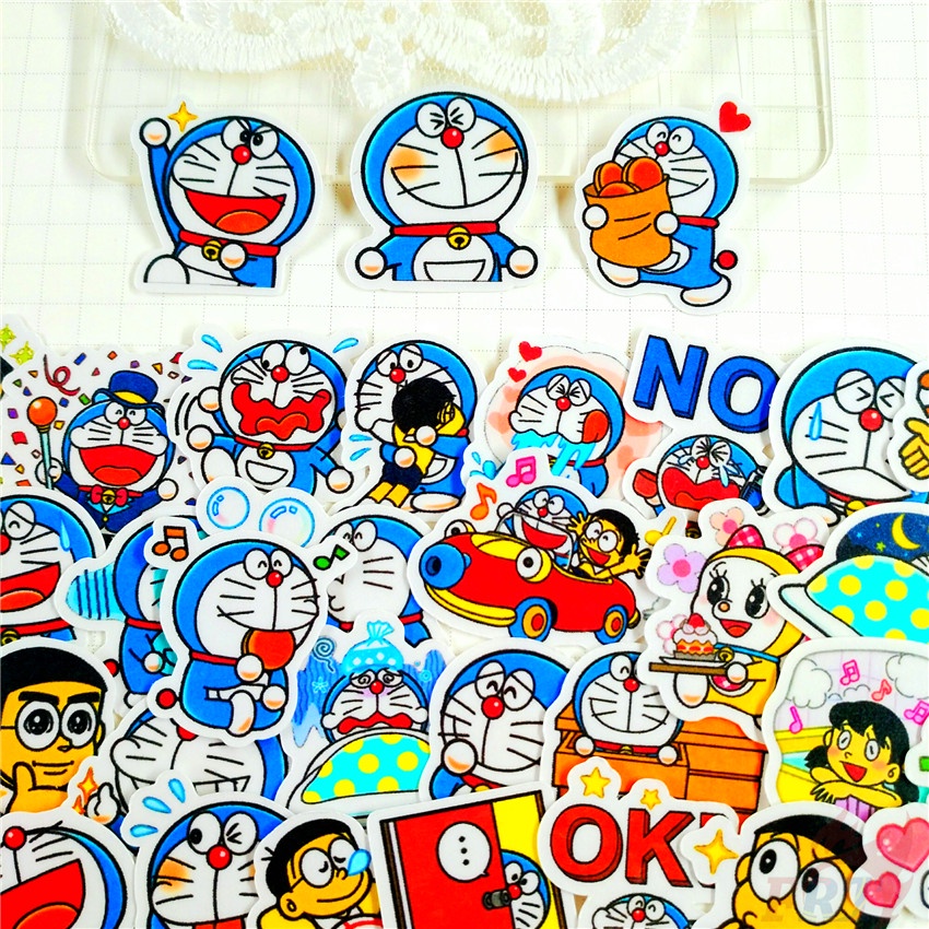 ★★★ Miếng Dán Trang Trí Nhật Ký Hình Doraemon Q-3 Mini Dễ Thương ★★★ Bộ 50 Miếng Dán Trang Trí Album Thời Trang DIY Kích Thước 2~3cm