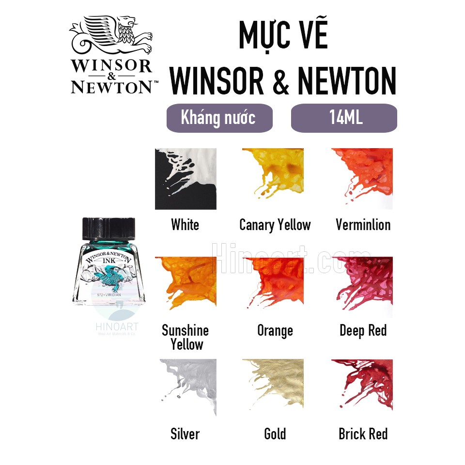 Mực nước Winsor&amp;Newton 14ml các tông màu đỏ, hồng, cam