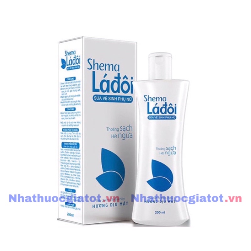 [200ml] Dung Dịch Vệ Sinh Phụ Nữ Shema Lá Đôi Giúp Thoáng Sạch Hết Ngứa