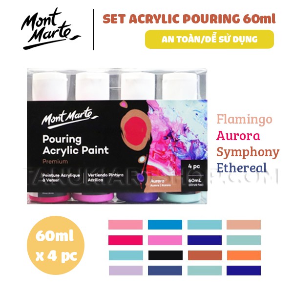 Set màu Acrylic đổ Pouring Mont Marte (60ml)