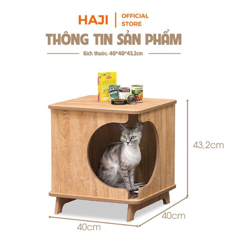 Nhà thú cưng gỗ lắp ráp cửa bên hông dễ vệ sinh thương hiệu HAJI A204