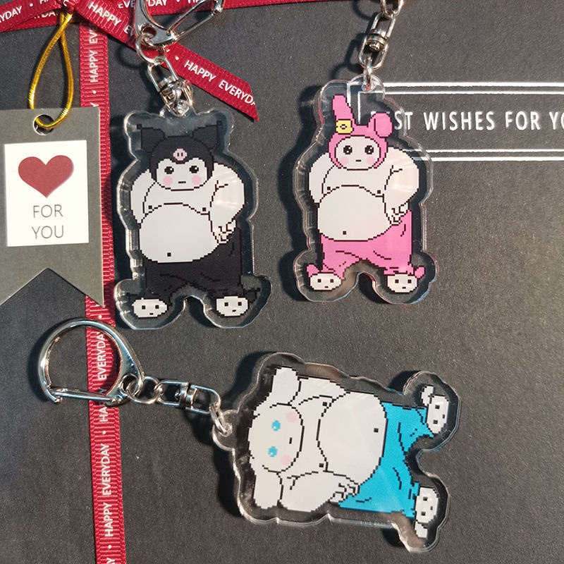 Sanrio Móc Khóa Hình Chú Chó Mỡ Cinnamon Bằng Acrylic Dễ Thương Cho Bạn Gái
