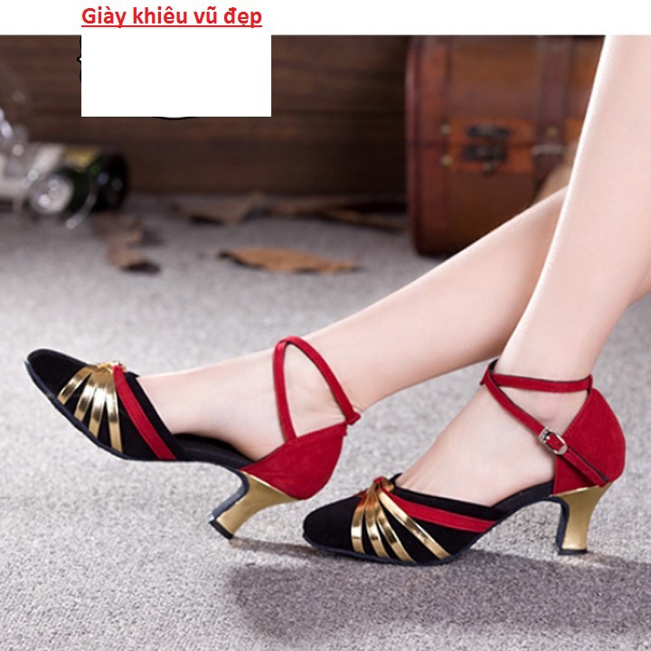 Giày khiêu vũ bít mũi 5cm-màu đỏ QV