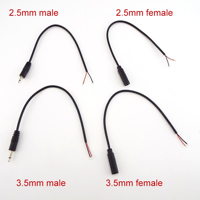 Dây Cáp Nối Dài 25cm 2 Dây 2pin 2.5mm 3.5mm Mono Male Female DIY
