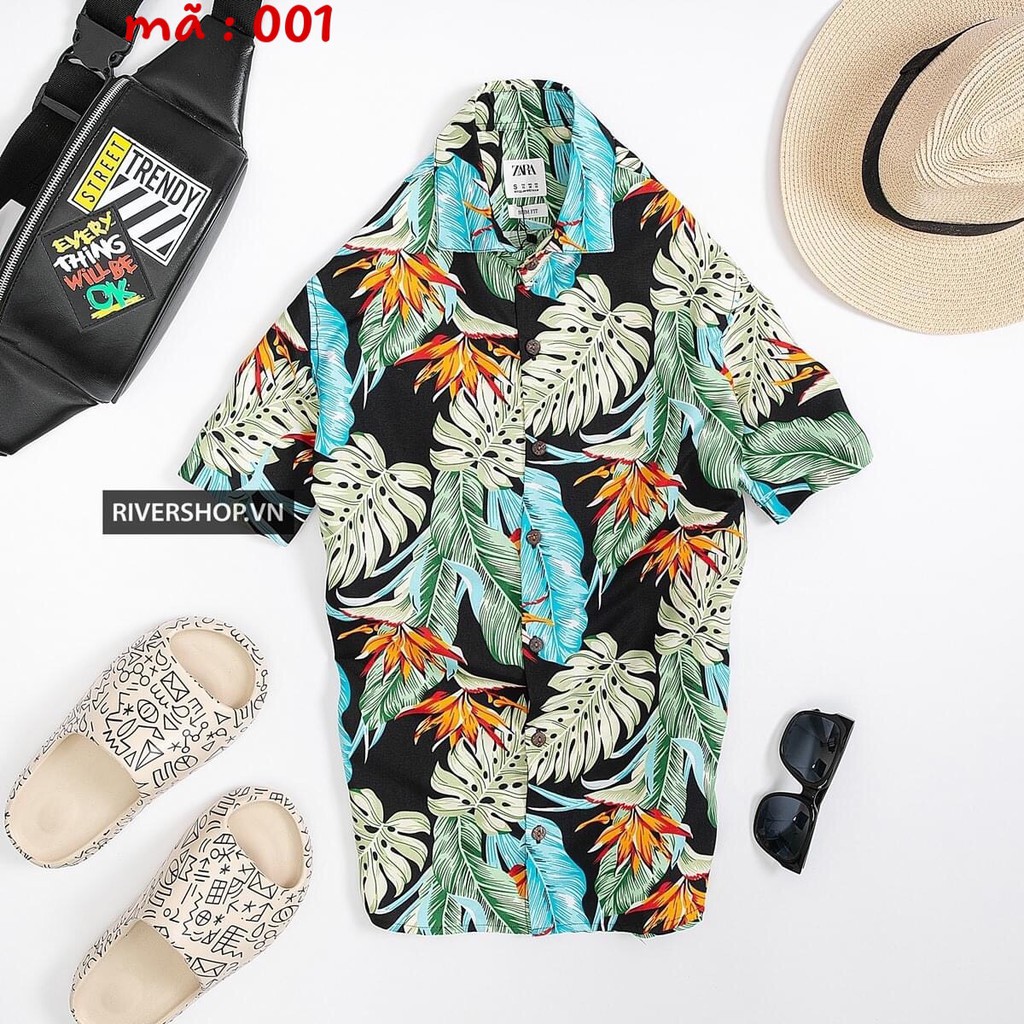 Sơ mi hoa lá  Áo đi biển nhóm đi biển hạo tiết hoa lá thời trang chất liệu đũi pha cotton mặc thoáng mát- bat store