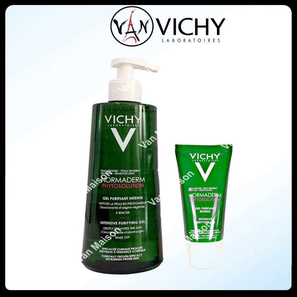 Sữa rửa mặt l vichy normaderm dạng gel làm sạch sâu, giảm bã nhờn da dầu nhờn mụn 50ml / 400ml