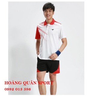 Áo cầu lông Victor 1772 ( đỏ - xanh )