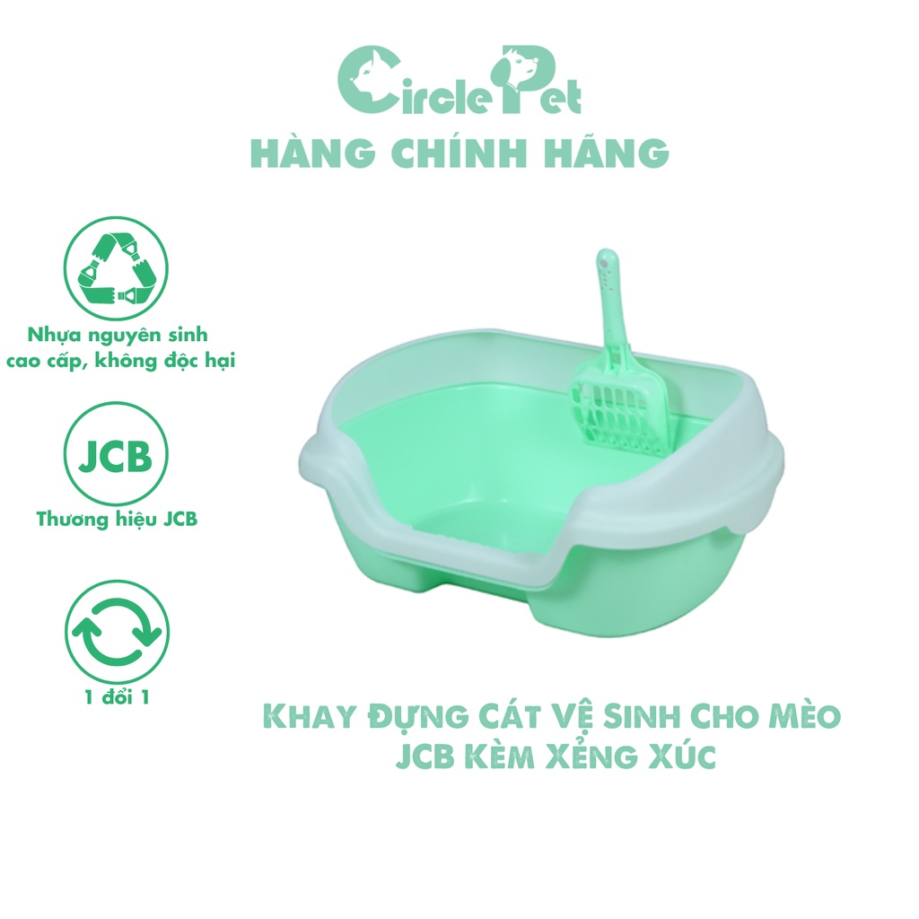 Khay Đựng Cát Vệ Sinh Cho Mèo JCB Chất Nhựa Cao Cấp Kèm Xẻng Xúc Tiện Lợi - Circle Pet