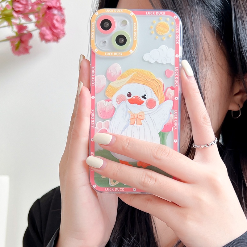 Ốp Điện Thoại Hình Vịt May Mắn Cho OPPO A3S A5S A7 A12 A16 A9 F11 A94 Reno 5 6 A93 A73 A53 A15 A54 A74 A31 A52 A92 A96