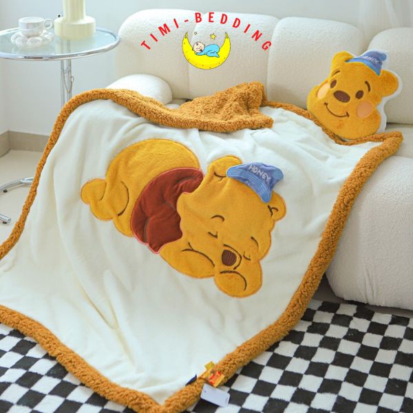 Chăn mền lông cừu cho bé hoạt hình disney cao cấp mềm mại 1,2x1,5m có tặng kèm gấu bông – Timibedding