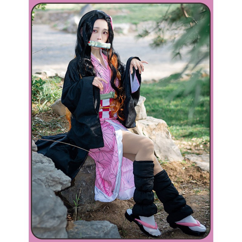 Bộ kimono và phụ kiện hóa trang nhân vật Demon Slayer Kimetsu No Yaiba Nezuko cho nữ