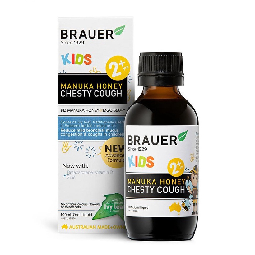 Brauer Chesty Cough Giảm Ho Có Đờm Dạng Lỏng cho bé 2 tuổi trở lên (100ml) Quà Tặng Mẹ
