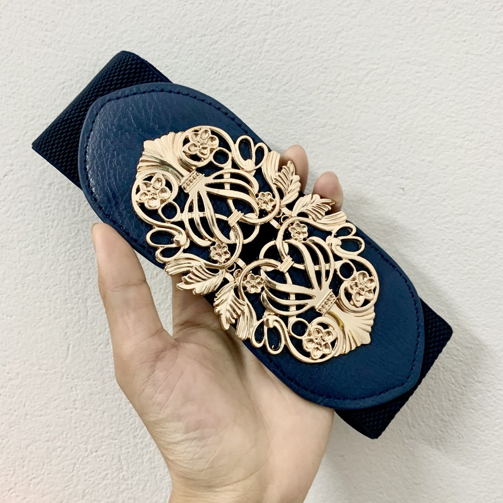 Đai váy bản 6cm xanh coban H28