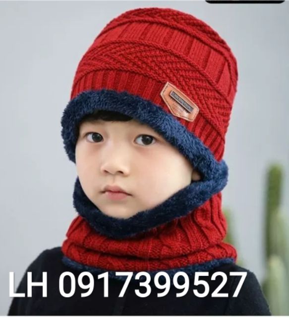 mũ len trẻ em nón Len tặng kèm khăn thời trang Hàn Quốc