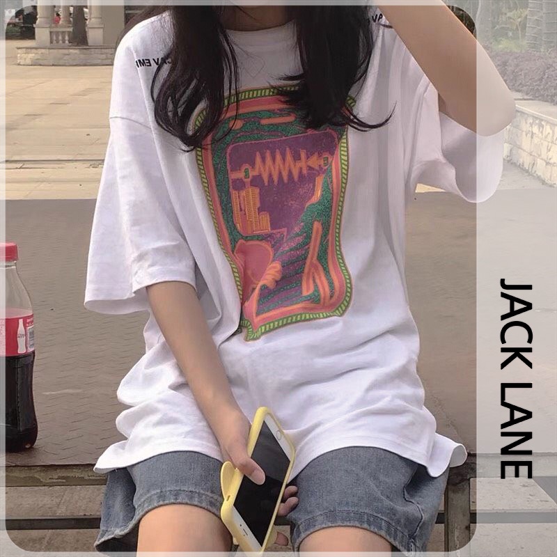 Áo Phông Oversize Heartbeat, JACKLANE, Áo phông cộc tay Unisex Jack Lane