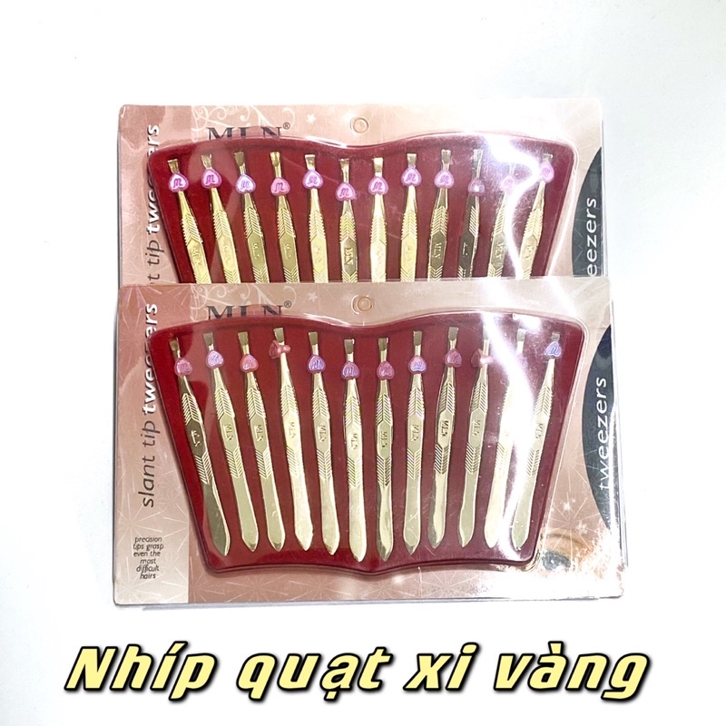 Nhíp nhổ chân mày ❤️ FREESHIP ❤️  giá sỉ vĩ 12 cây sắt xi vàng hình bông