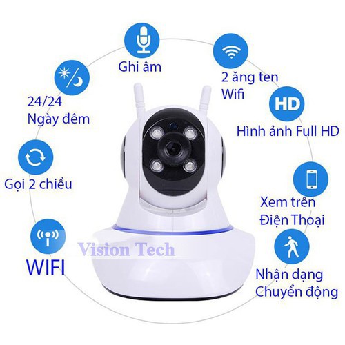 Camera IP Wifi Yoosee 3 Râu xoay 360 độ, độ phân giải FULL HD 2.0MP - Camera Yoosee 3 Râu 2MP