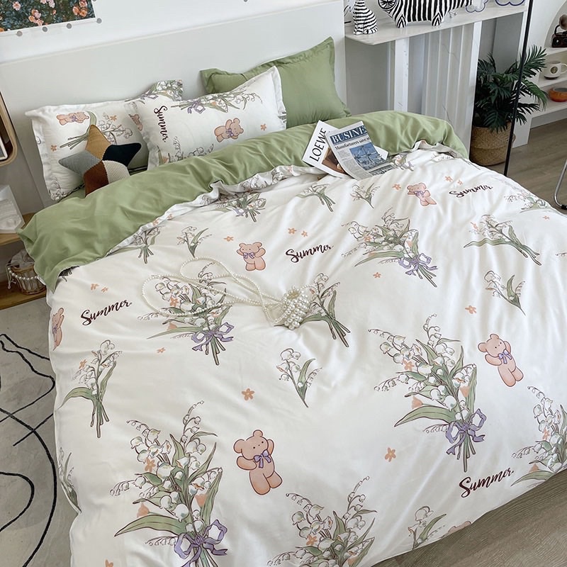 Chăn Ga Gối Đệm ❤️ cotton poly họa tiết kẻ đủ size đệm màu đen xám chăn ga gối hàn quốc nhập khẩu Mượt Decor