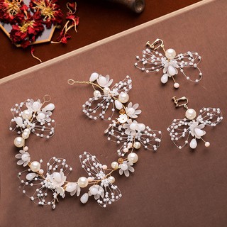 set cài tóc cô dâu kèm hoa tai mẫu mới dc120