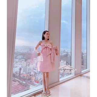 Đầm phi 2 dây dáng xoè đen, hồng, nude