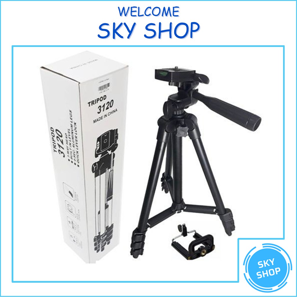 Chân đế chụp ảnh, quay video, chụp hình, livetream Tripod 3120A Tặng Kèm Đầu Kẹp Điện Thoại