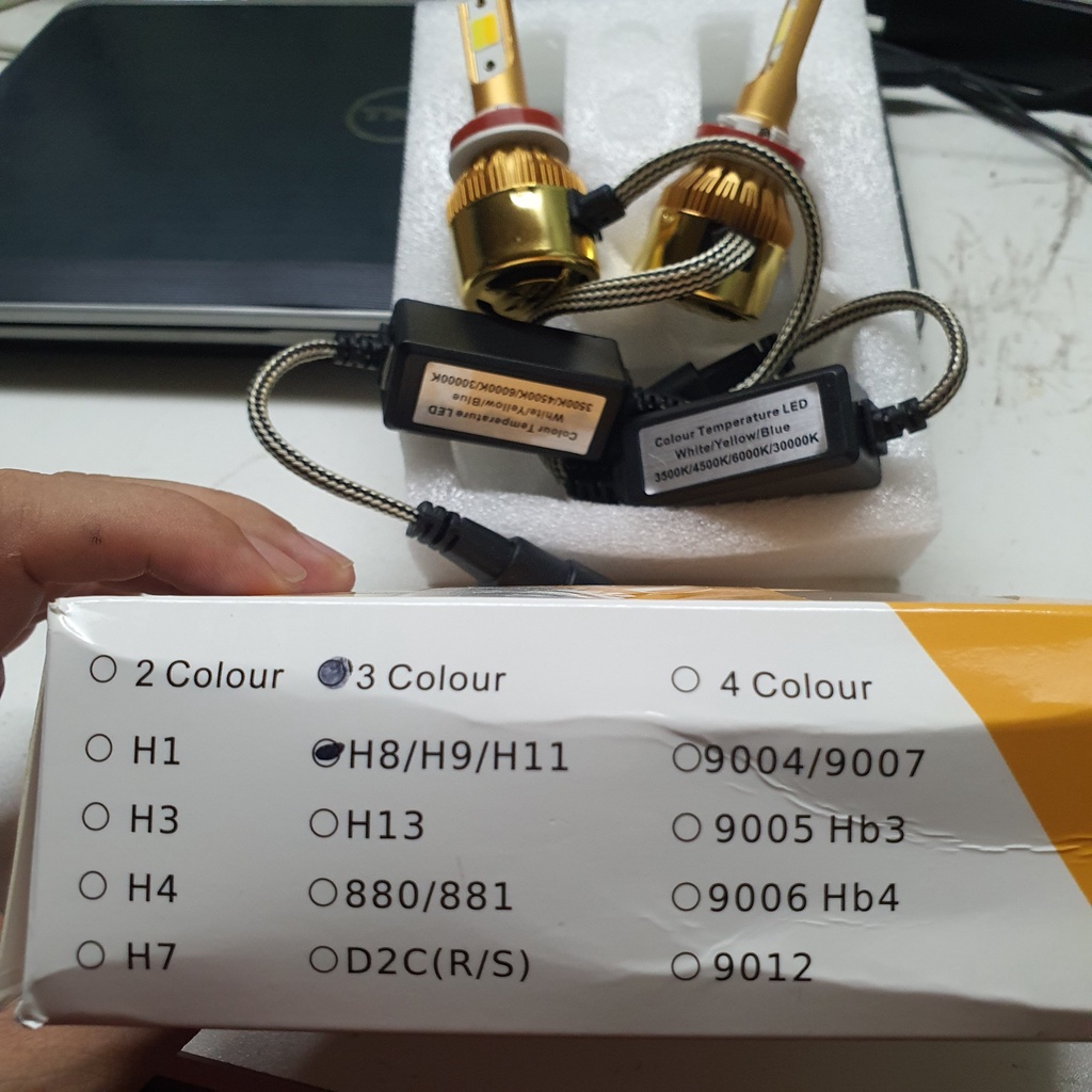 2 bóng đèn Led C6 3 màu / màu trắng  đủ chân: H1, H3, H4, H7, H8/H9/H11, 9005/HB3, 9006/HB4, 9012, H13, 880