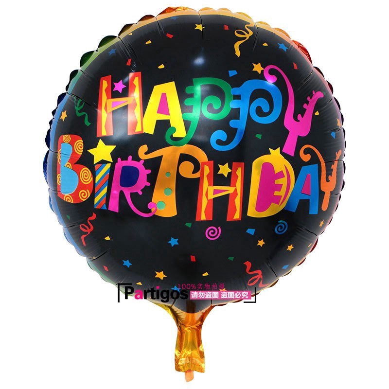 Bong bóng nhôm in chữ Happy Birthday trang trí sinh nhật 18 inch
