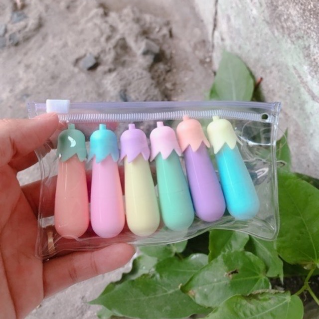 Bút dạ quang cà tím (vỉ 6 cây)