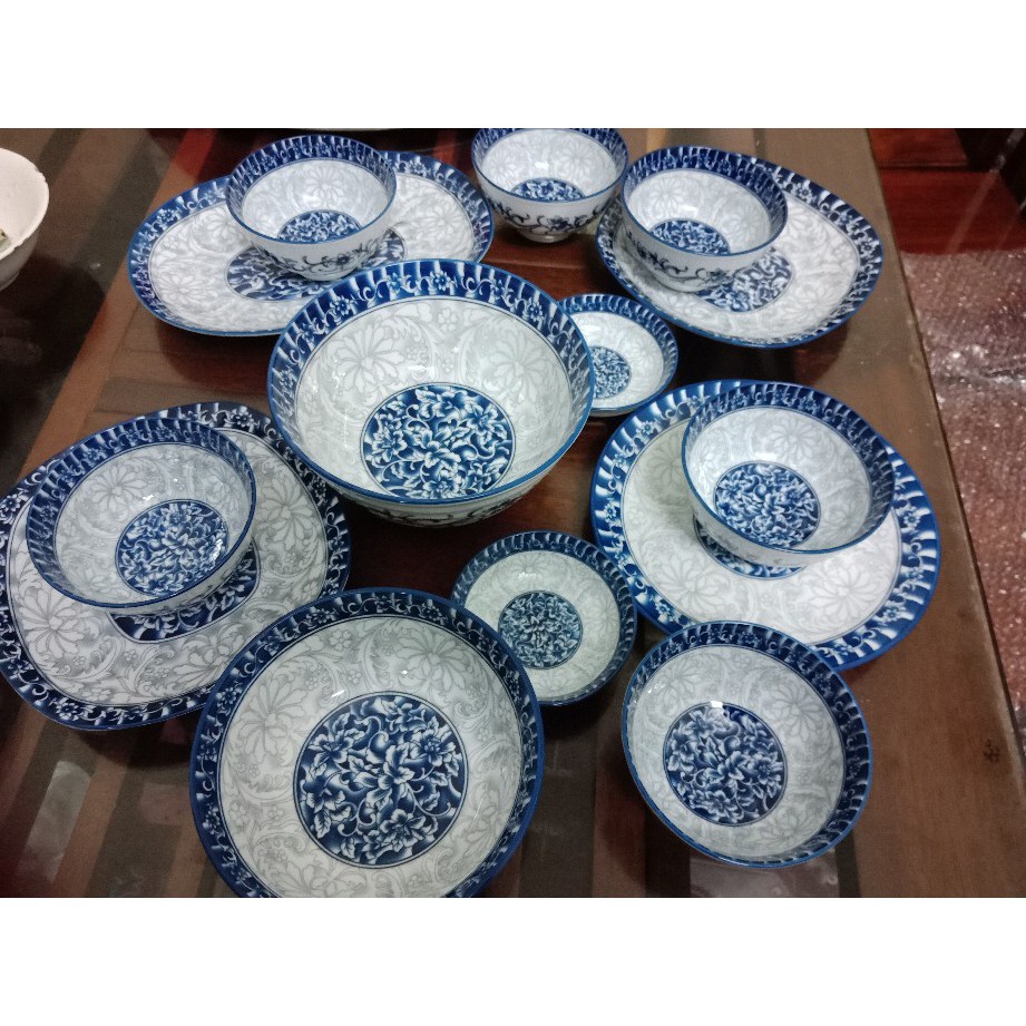Bộ Bát Đĩa Vân Cổcao cấp,họa tiết cổ điển,độc lạ,dùng được lò vi sóng,máy rửa bát,đóng hàng rất cẩn thận