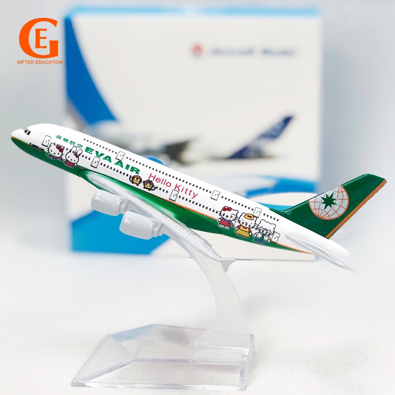 Mô Hình Máy Bay A380 Hello Kitty 380 Bằng Kim Loại Màu Xanh Lá Cây