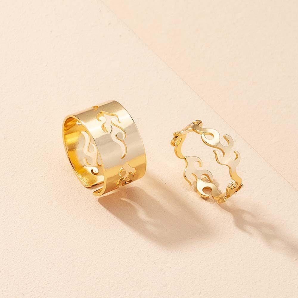 Nhẫn Hình Ngọn Lửa Phong Cách Vintage Thời Trang Cho Nam|Bộ Nhẫn Hở Hợp Kim Màu Sắc Thời Trang