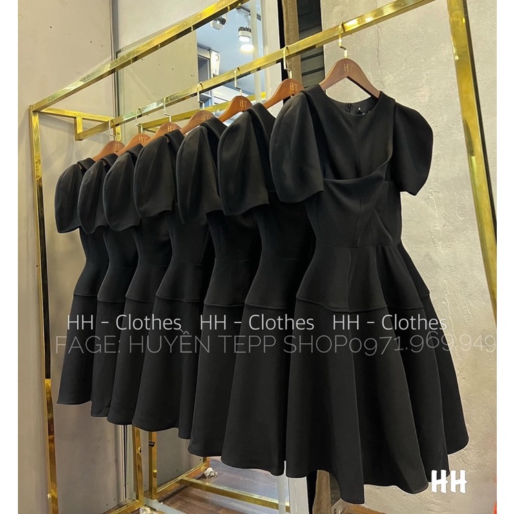 Váy Thiết Kế, Đầm Maxi Cổ Chéo Tay Bồng Dáng Xoè Tiểu Thư