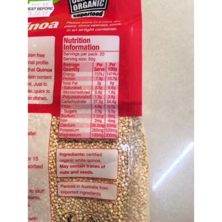 HẠT DIÊM MẠCH (QUINOA) ÚC ( date T7/2019)
