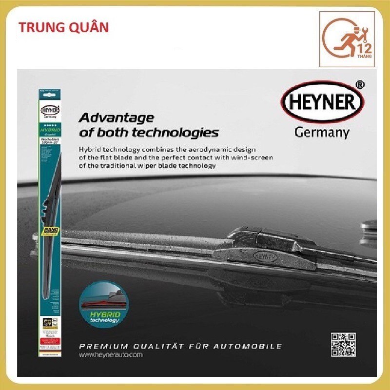 Gạt mưa ô tô Heyner Germany chính hãng công nghệ Hybrid Nano đủ size từ 14inch đến 28inch ( Đầy đủ Adaper )