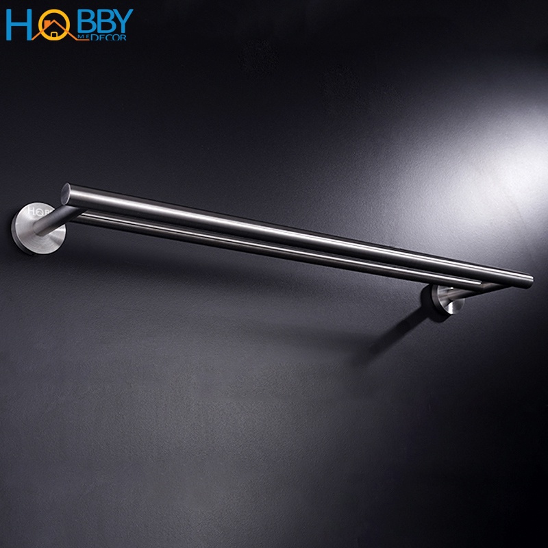 Giá treo khăn tắm Inox 304 HOBBY Home decor 2TT khoan tường dài 40cm không rỉ sét - 2 thanh treo (khoan tường)