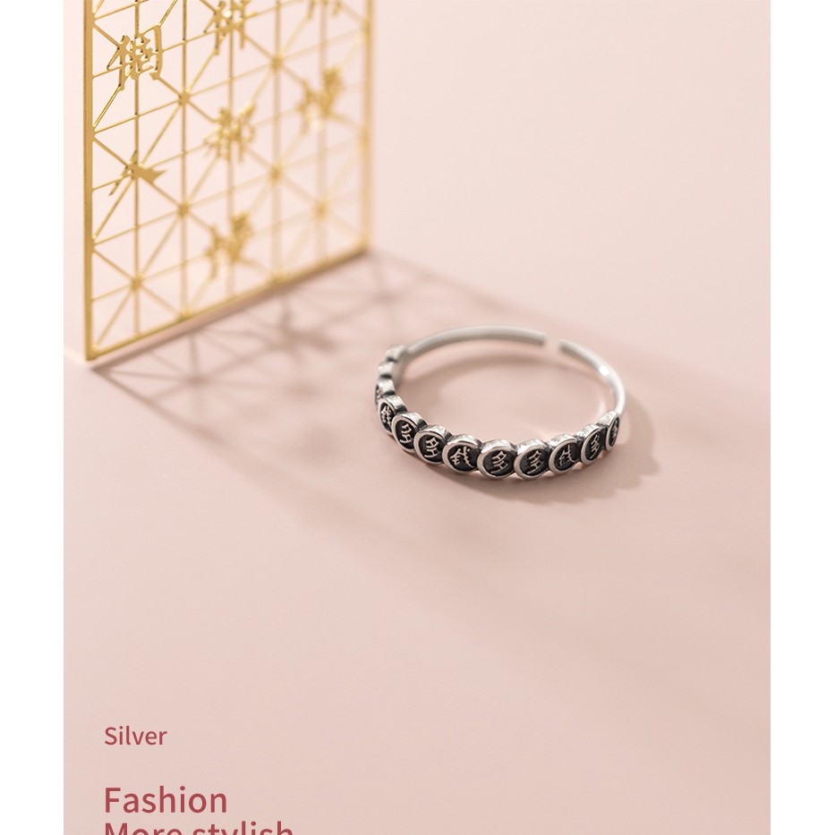 Nhẫn hở nữ Freesize bạc Thái cổ điển J7437 - AROCH Jewelry